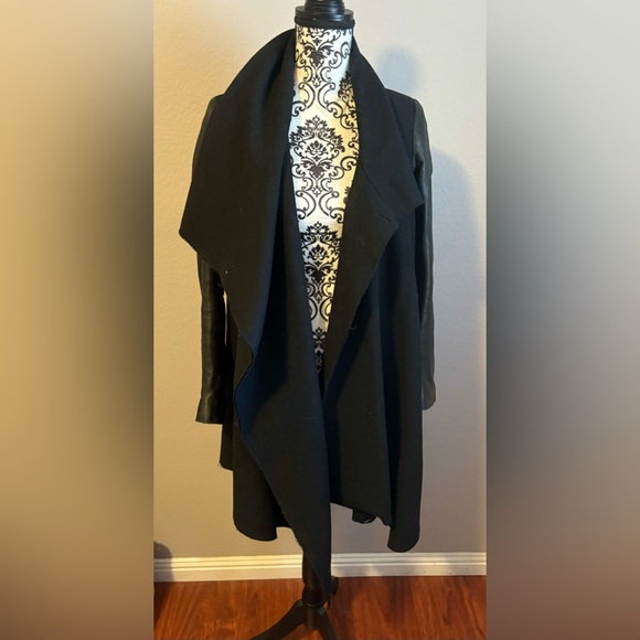 ALL SAINTS Hyde Monument Wool and Leather Blend Coat - Picture 6 of 15